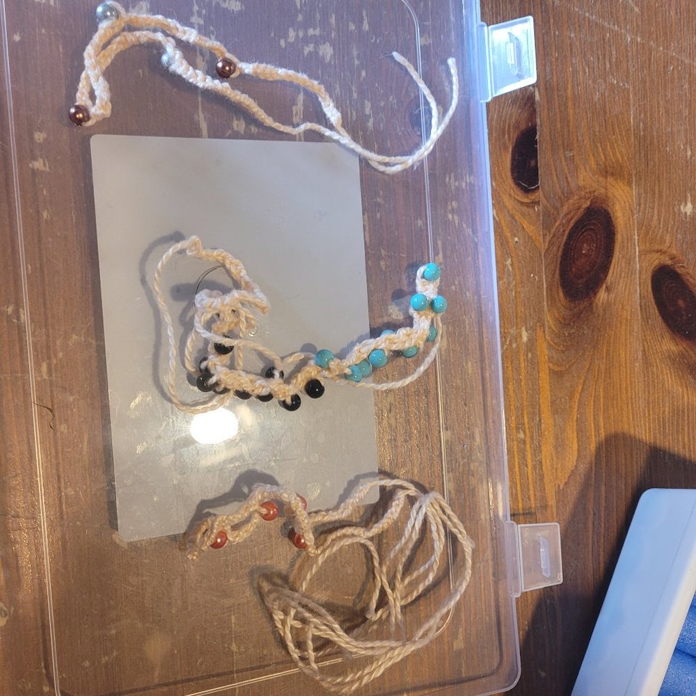 crochet necklace and bracelets